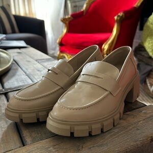 Tan memory foam loafers